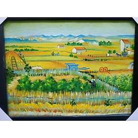 Mua Cánh Đồng Lúa Mì - Tranh Sơn Dầu Vẽ Tay 30x40cm