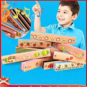 Mua 【EY】Wooden 16 Holes Cartoon Harmonica Musical Instrument Early Educational Kids Gift