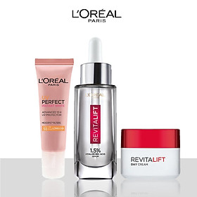 Bộ dưỡng da trắng sáng ẩm mượt và chống nắng L'Oreal Paris