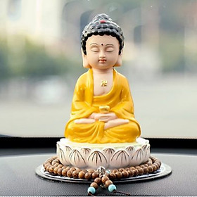 Mua (Kèm chuỗi) Tượng Phật tọa đài sen - Phật Ông gốm vàng