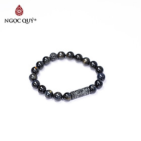 Vòng tay đá mắt hổ xanh đen phối charm hợp kim 8mm mệnh thủy,mộc - Ngọc Quý Gemstones