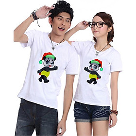 Bộ Áo Thun Đôi Nam Nữ Gấu Anh Gấu Em Màu Trắng
