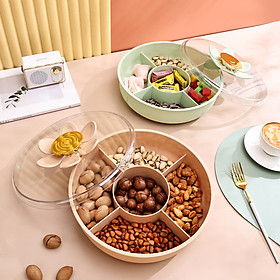 Khay Mứt Tết Hoa 7 Cánh Kèm Xiên Có Nắp Trong Suốt – Khay Đựng Bánh Kẹo 5 Ngăn, Khay Hạt Dẻ – Trái Cây Cao Cấp Trang Trí Phòng Khách - HÀNG CHÍNH HÃNG MINIIN
