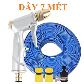 Mua Bộ dây vòi xịt nước rửa xe  tưới cây . tăng áp 3 lần  loại 7m  10m 206701 đầu đồng cút + tặng móc khoá