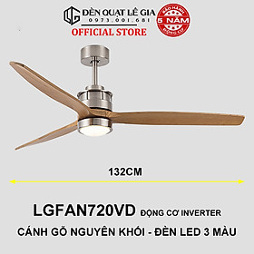Mua Quạt Trần Cánh Gỗ Phong Cách Đông Dương LÊ GIA LGFAN720D - Chiều Cao 32cm - Sải Cánh 132cm - Bảo Hành 5 Năm