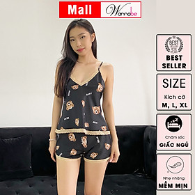 Đồ bộ ngủ nữ WANNABE BSS74 đồ bộ quần sọt nền hoa nhí trẻ trung nữ tính lụa mịn mát rất thoải mái khi mặc ở nhà