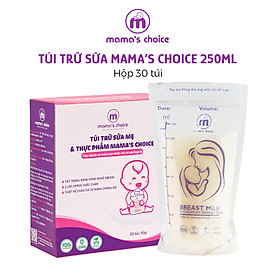 Túi Trữ Sữa Mama's Choice, Túi Đựng Sữa Mẹ Loại 250ml và 120ml, Kiểm Định An Toàn Bởi Bureau Veritas, Hộp 30 Túi