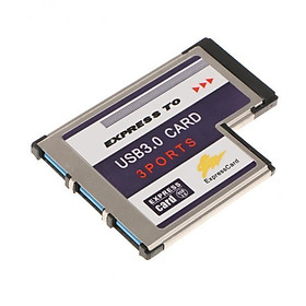 2X 3 Port Hidden USB 3.0 to Express Card 54 54mm Adapter Converter Chipset