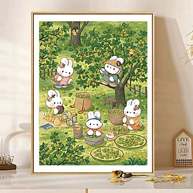 Mua Tranh thêu kín chữ thập Thỏ hái quả ZJ079  kích thức 55 x 70 cm
