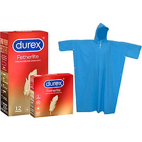 Bộ Sản Phẩm Durex Fetherlite 12S + Fetherlite 3S - Tặng Áo Mưa Mùa Mây Mưa
