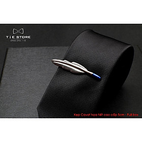 Kẹp cà vạt nam bản nhỏ ( 5cm), Kẹp Cavat hình lông chim cao cấp - tặng kèm hộp nhỏ