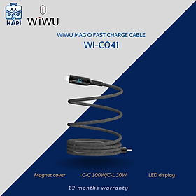 Cáp sạc hàng chính hãng WiWU Mag Q 100W Wi-C041: Bọc dù từ tính, hiển thị công suất, sạc nhanh laptop, điện thoại