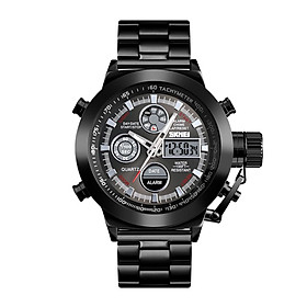 Hình ảnh Review Đồng hồ Chống nước 3ATM Màn hình kép Double Movements Giờ GMT Đa chức năng SKMEI 1515 Men Quartz-Màu đen