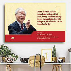 Mua Tranh chân dung Bác Nguyễn Phú Trọng  chất liệu in gỗ tráng gương có bọc viền