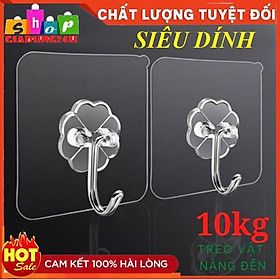  Móc dán chịu lực TRONG SUỐT-Móc Dán Tường Siêu Dính Trong Suốt Chịu Lực Tốt 6x6 cm