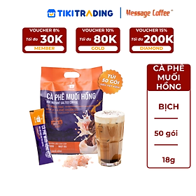 Túi Cà phê hòa tan Muối Hồng Himalaya 4in1 - túi 50 gói đậm đà từ Message Coffee, đặc sản cafe Huế thơm ngon tiện lợi