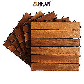 Combo 9 Ván Sàn Gỗ Tự Nhiên Màu Nâu Vàng, Vỉ Gỗ Lót Sàn Ban Công, Sân Vườn, Hồ Bơi, Phòng Spa, Siêu Bền, Chịu Nước Tốt, Chống Trơn Trượt, Tiêu Chuẩn Xuất Khẩu