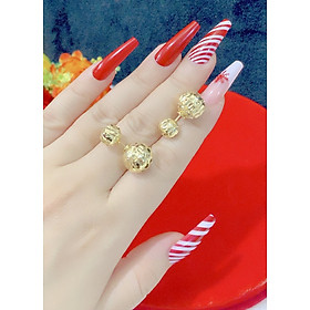 Bông tai nữ trái châu mạ vàng 18k chạm khắc