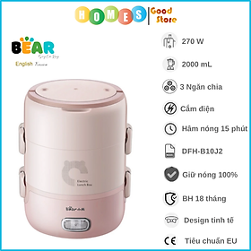 Mua Hộp Cơm Giữ Nhiệt  Tự Hâm Nóng Và Nấu Chín Đa Năng 3 Tầng BEAR DFH-B20S6  Dung Tích 2L Công Suất 270W - Hàng Chính Hãng