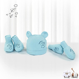 Phụ Kiện Cho Bé - Combo Mũ Tất và Găng Tay Sơ Sinh Goodmama Cún Yêu Dễ Thương