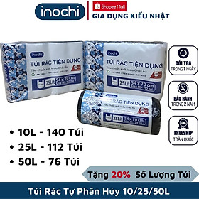 Mua (HCM)Túi đựng rác tự phân hủy 4 cuộn sinh học Inochi Có Quai Dạng Cuộn Màu Đen 10L 25L 50L có mùi chanh
