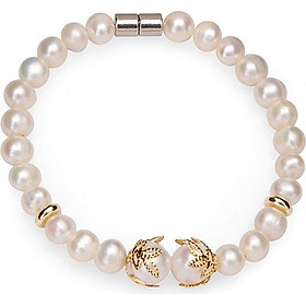 Lắc Tay Ngọc Trai Trắng Charm Hoa Nguyệt Quế 8mm