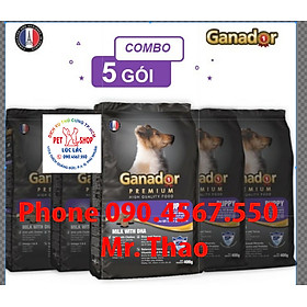 Combo 5 gói thức ăn cho chó con Ganador vị sữa & DHA Puppy Milk with DHA 400 gram