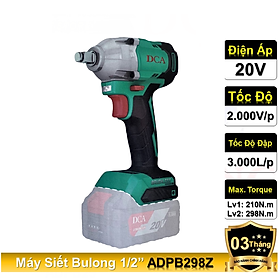 Mua Thân Máy Siết Bulong 1/2 Inch DCA ADPB298Z - pin 20V (Không chổi than)