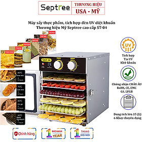 Mua Máy sấy thực phẩm 6 khay Septree Mỹ  cao cấp ST-04 dung tích 15L  Tích hợp đèn UV diệt khuẩn - Hàng chính hãng  bảo hành 12 tháng