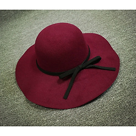 Nón rộng vành chống nắng mũ đi biển nữ fedora màu đỏ đô dona22030808