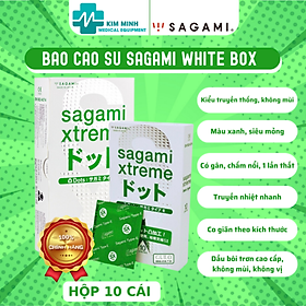 Bao cao su Sagami Typ E White gân gai siêu mỏng hộp 3 chiếc, 10 chiếc