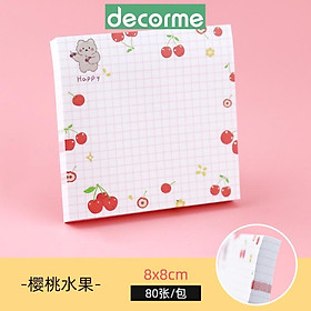 Giấy note ghi nhớ DecorMe dễ thương FRUIT 8 8cm tập 80 tờ