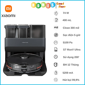 Mua Robot Hút Bụi Và Lau Nhà Thông Minh ROBOROCK S7 MaxV Ultra  Tự Hút Rác Và Giặt Giẻ Lau  Diện Tích Hoạt Động 300m2 Công Suất 74W Áp Suất 5 100 Pa - Hàng Chính Hãng