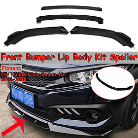 Glossy Black Front Bumper Lip Body Kit Spoiler Splitter For Honda Civic 2016-2018