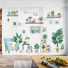 Decal dán tường mảng lớn phong cách vintage Hàn Quốc (150 x 188 cm)