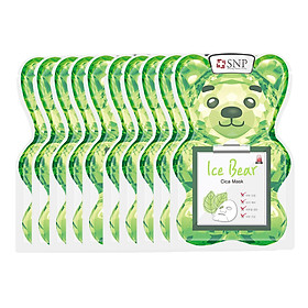 Bộ Mặt Nạ Gấu Băng Dịu Mát Cho Da Nhạy Cảm SNP Ice Bear Cica Mask (10 Miếng)