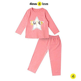 Bộ quần áo cotton thun dài tay 4LOVA họa tiết ngôi sao và mickey BT&BG-BT