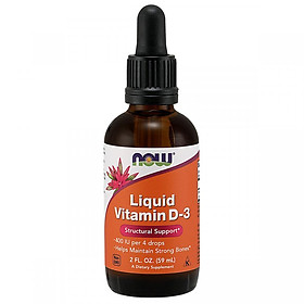Vitamin D3 Liquid NOW FOODS Dạng Lỏng Tăng Hấp Thụ Canxi, Giúp Xương Chắc Khỏe Lọ 59ml