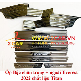 Ốp bậc cửa, nẹp bước chân trong, ngoài xe Ford Everest 2022 2023 chất liệu Titan cao cấp