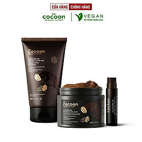 Bộ 3 Cà phê Đắk Lắk tẩy da chết Cocoon: Cơ thể 200ml + Da mặt 150ml + Son môi 5g