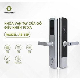 Khoá cửa vân tay điện tử thông minh HOMEKIT AB-14P 5 tính năng, remote điều khiển từ xa cho cửa gỗ - lắp đặt tận nhà - HOMEKIT lắp đặt