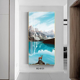 Mua Tranh Đơn Tráng Gương Cao Cấp Trang Trí Hiện Đại - Tranh Chú Hươu Cô Đơn Bên Hồ Thơ Mộng