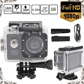 Camera hành động Full HD 1080P Máy ảnh thể thao chống nước dưới nước Máy quay phim thể thao DV Cam 2.0 inch dành cho xe hơi HD Cam Pro Màu sắc: Đen
