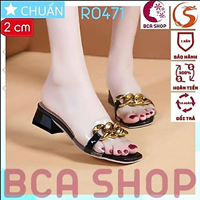 Dép nữ đế thấp hở mũi 2 phân RO471 ROSATA tại BCASHOP quai ngang trong suốt tôn chân cực kì - màu đen - 39