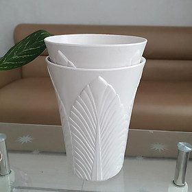 Combo 2 chậu ống lá trồng hoa nhựa dày trắng 25x31cm-Đồ Gia Dụng Tại HCM