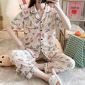 Bộ ngủ cộc tay mùa hè ở nhà, Pijama dễ thương