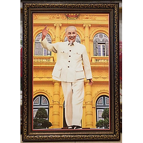 Mua Tranh in dầu   Bác Hồ vẫy tay trong PCT - IN174 ( 48x68cm)