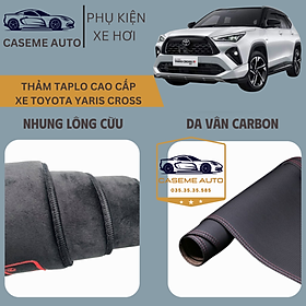 Thảm Taplo 3 Lớp Dành Cho Xe TOYOTA YARIS CROSS, Nhung Lông Cừu Và Da Vân Carbon Cao Cấp - Hàng Chính Hãng