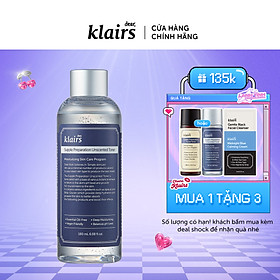 Nước hoa hồng Dear, Klairs Supple Preparation Unscented Toner 180ml