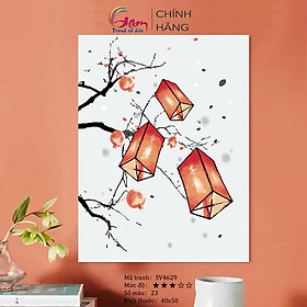 Mua Tranh Treo Tường Trang Trí Tự Tô Màu Theo Số Đèn Lồng Đỏ Có Khung Nâng Cấp Lọ Màu 5ml Kèm 2 Bộ Cọ SV4629